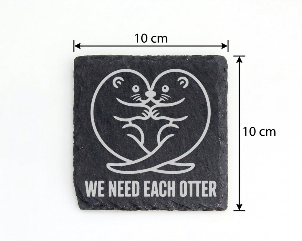 Schiefer Untersetzer Otter Paar Herz We Need Each - Süßes Geschenk für – Bild 4