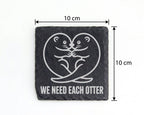 Schiefer Untersetzer Otter Paar Herz We Need Each - Süßes Geschenk für – Bild 4