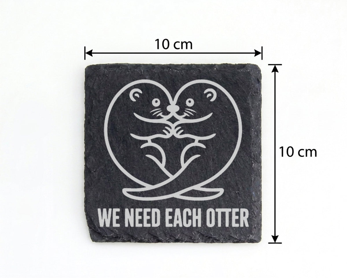Schiefer Untersetzer Otter Paar Herz We Need Each - Süßes Geschenk für – Bild 4