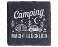 Schiefer Untersetzer Camping Macht Glücklich - Geschenk für Wohnwagen  – Bild 1