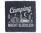 Schiefer Untersetzer Camping Macht Glücklich - Geschenk für Wohnwagen  – Bild 1