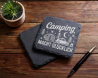 Schiefer Untersetzer Camping Macht Glücklich - Geschenk für Wohnwagen  – Bild 5