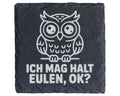 Schiefer Untersetzer Eule Ich Mag Halt Eulen Ok - Geschenk für Eulenli – Bild 1
