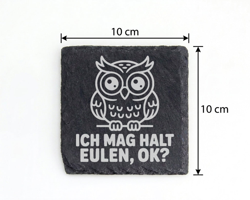 Schiefer Untersetzer Eule Ich Mag Halt Eulen Ok - Geschenk für Eulenli – Bild 4