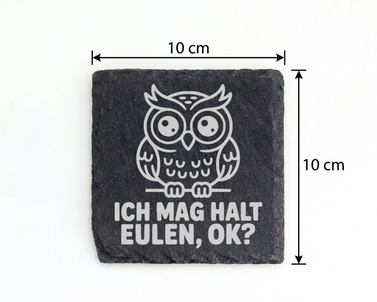 Schiefer Untersetzer Eule Ich Mag Halt Eulen Ok - Geschenk für Eulenli – Bild 4
