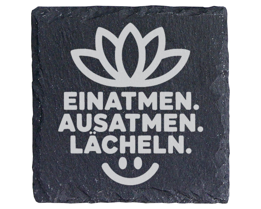 Schiefer Untersetzer Lotusblume Einatmen Ausatmen Lächeln - Spirituell – Bild 1