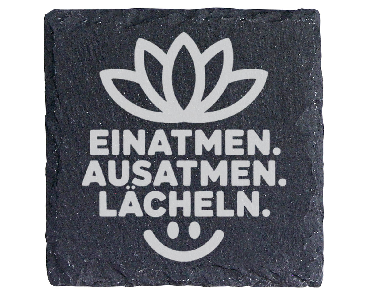 Schiefer Untersetzer Lotusblume Einatmen Ausatmen Lächeln - Spirituell – Bild 1
