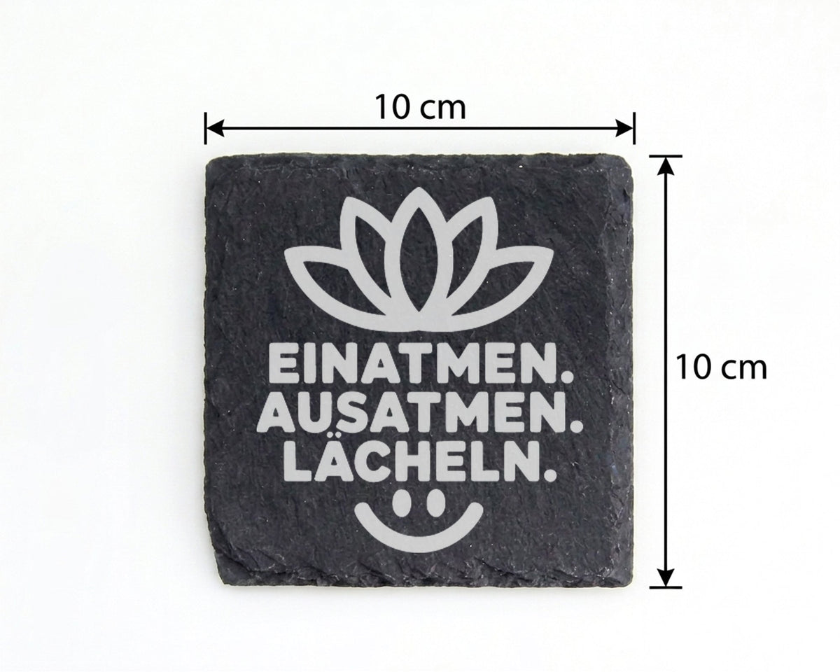 Schiefer Untersetzer Lotusblume Einatmen Ausatmen Lächeln - Spirituell – Bild 4