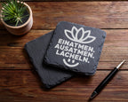 Schiefer Untersetzer Lotusblume Einatmen Ausatmen Lächeln - Spirituell – Bild 5