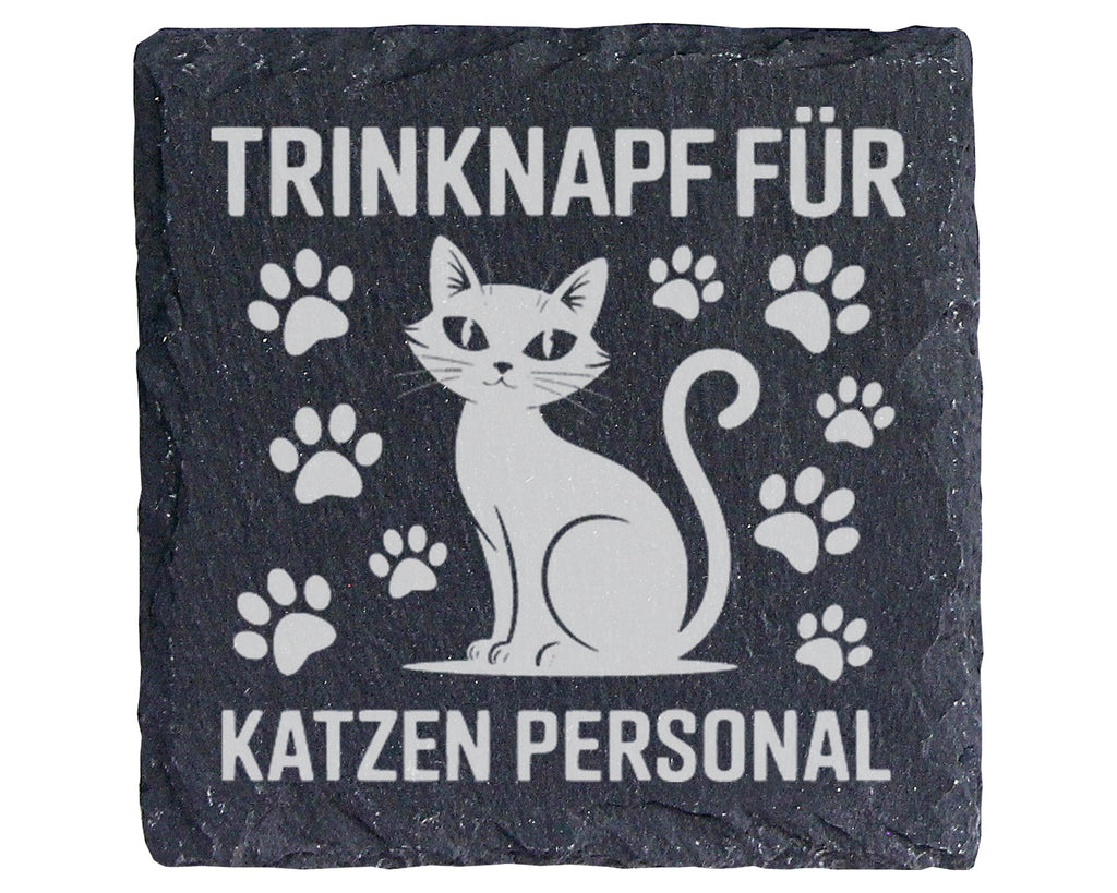 Schiefer Untersetzer Katze Trinknapf Katzenpersonal - Lustiges Geschen – Bild 1