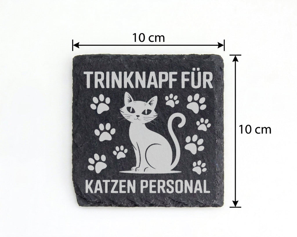Schiefer Untersetzer Katze Trinknapf Katzenpersonal - Lustiges Geschen – Bild 4
