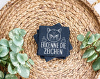 Schiefer Untersetzer Katze Erkenne Die Zeichen Mittelfinger - Lustiges – Bild 3