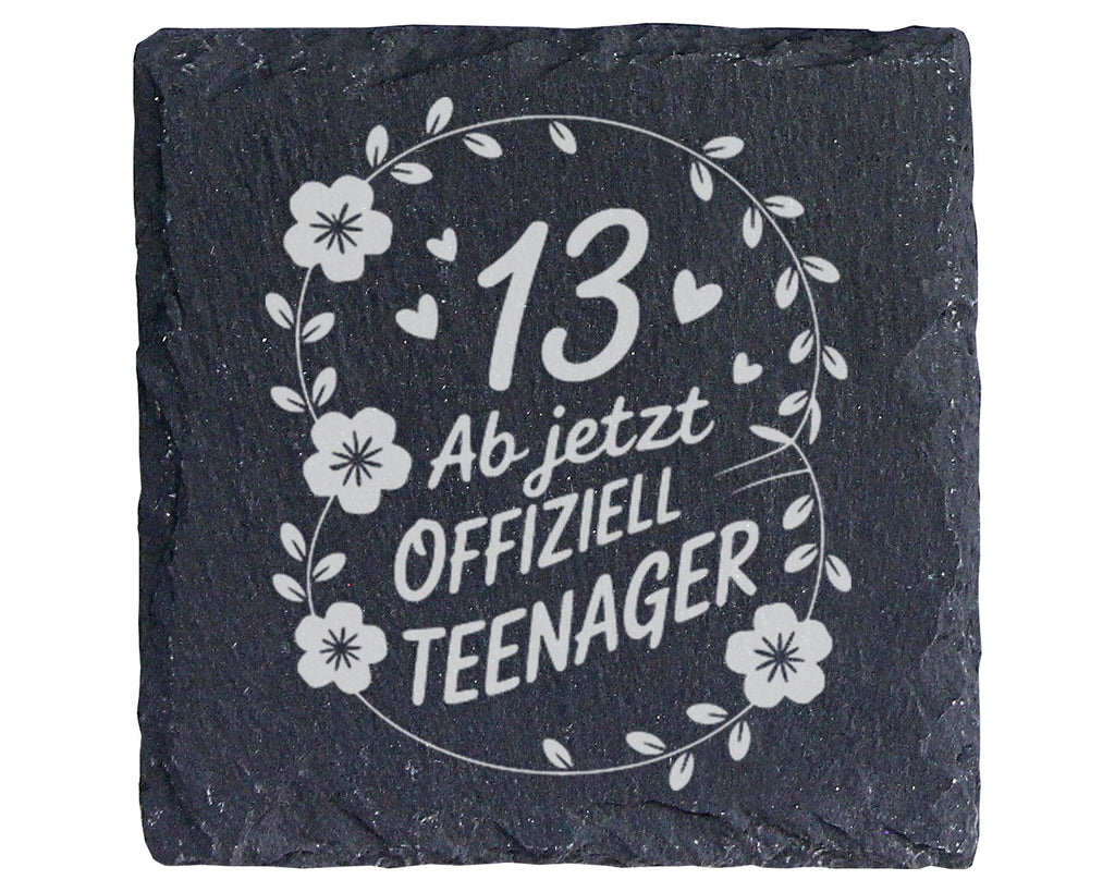 Schiefer Untersetzer 13 Ab Jetzt Offiziell Teenager - Geschenk Für Mäd – Bild 1