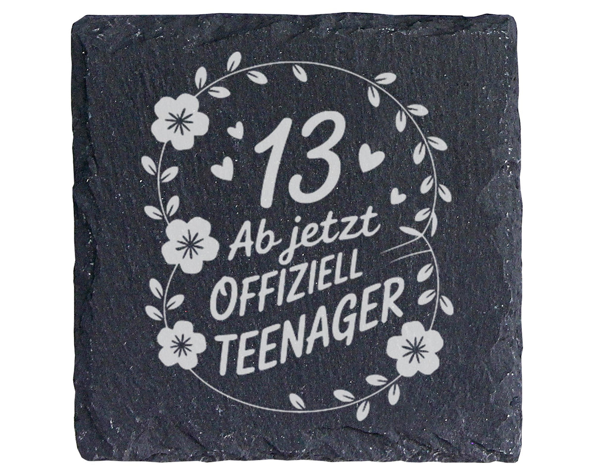 Schiefer Untersetzer 13 Ab Jetzt Offiziell Teenager - Geschenk Für Mäd – Bild 1
