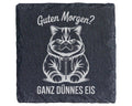 Schiefer Untersetzer Katze Guten Morgen Ganz Dünnes Eis - Lustiges Ges – Bild 1