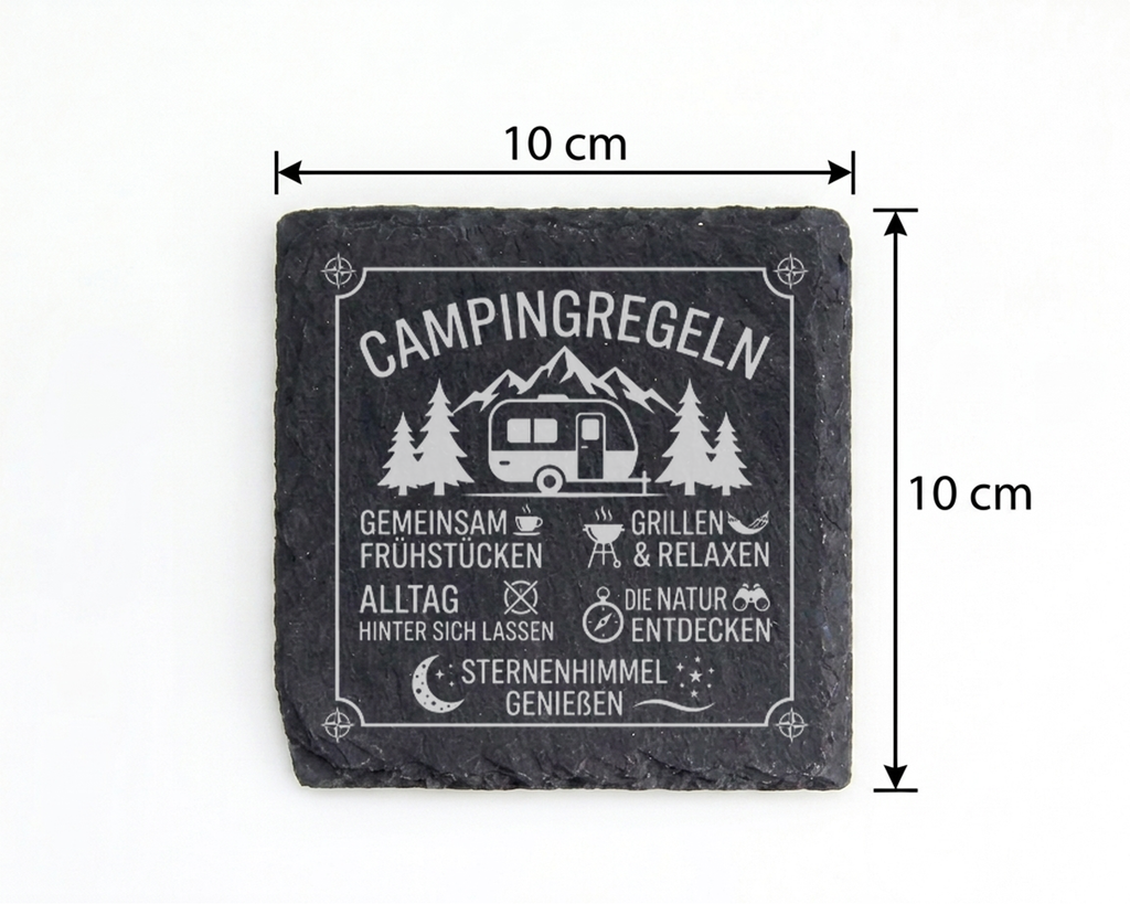 Schiefertafel Untersetzer Campingregeln Geschenk für Wohnwagen Besitze – Bild 4