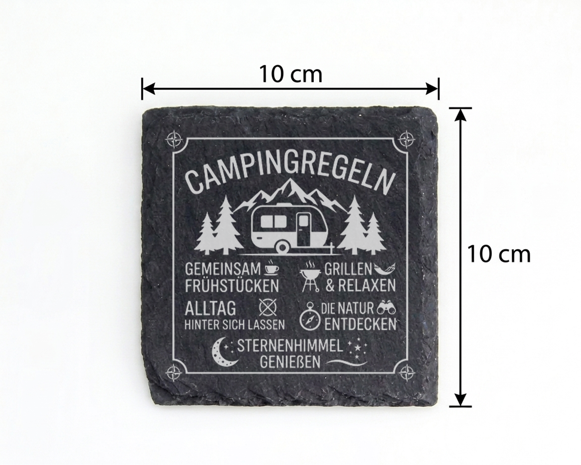 Schiefertafel Untersetzer Campingregeln Geschenk für Wohnwagen Besitze – Bild 4