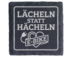 E-Bike Untersetzer Schiefertafel, Lächeln statt Hächeln Geschenk, Gesc – Bild 1