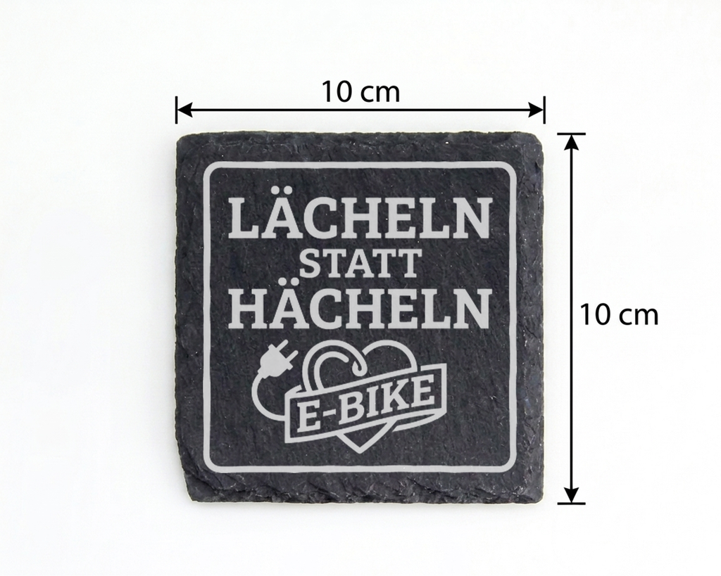 E-Bike Untersetzer Schiefertafel, Lächeln statt Hächeln Geschenk, Gesc – Bild 4