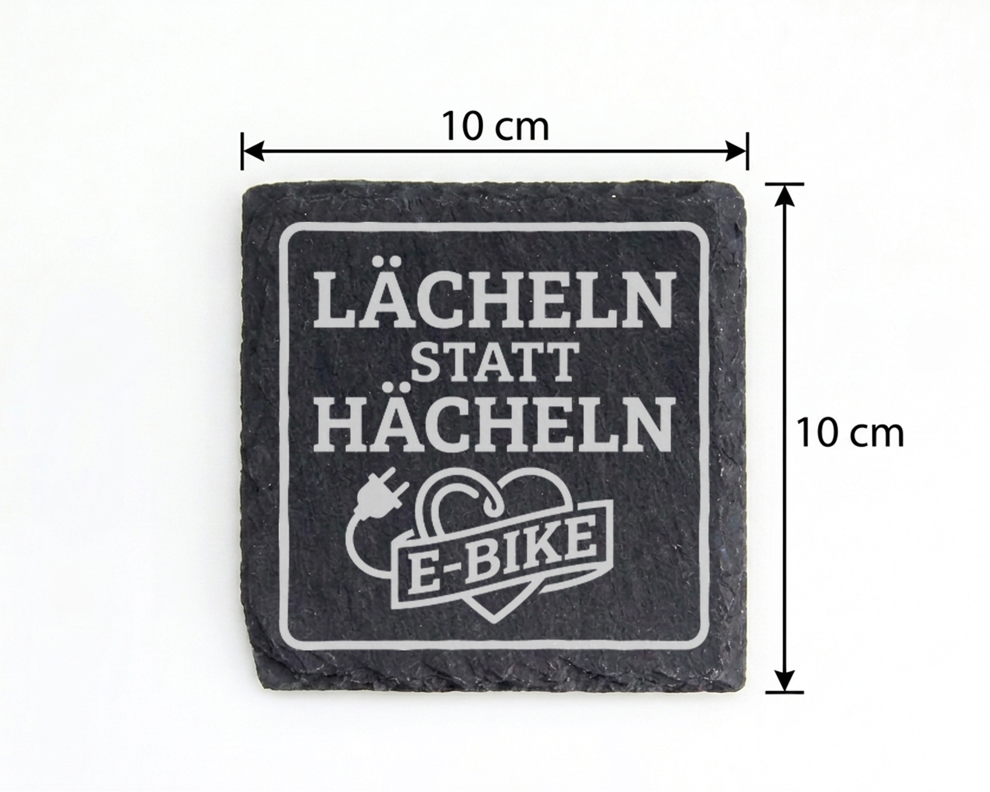 E-Bike Untersetzer Schiefertafel, Lächeln statt Hächeln Geschenk, Gesc – Bild 4