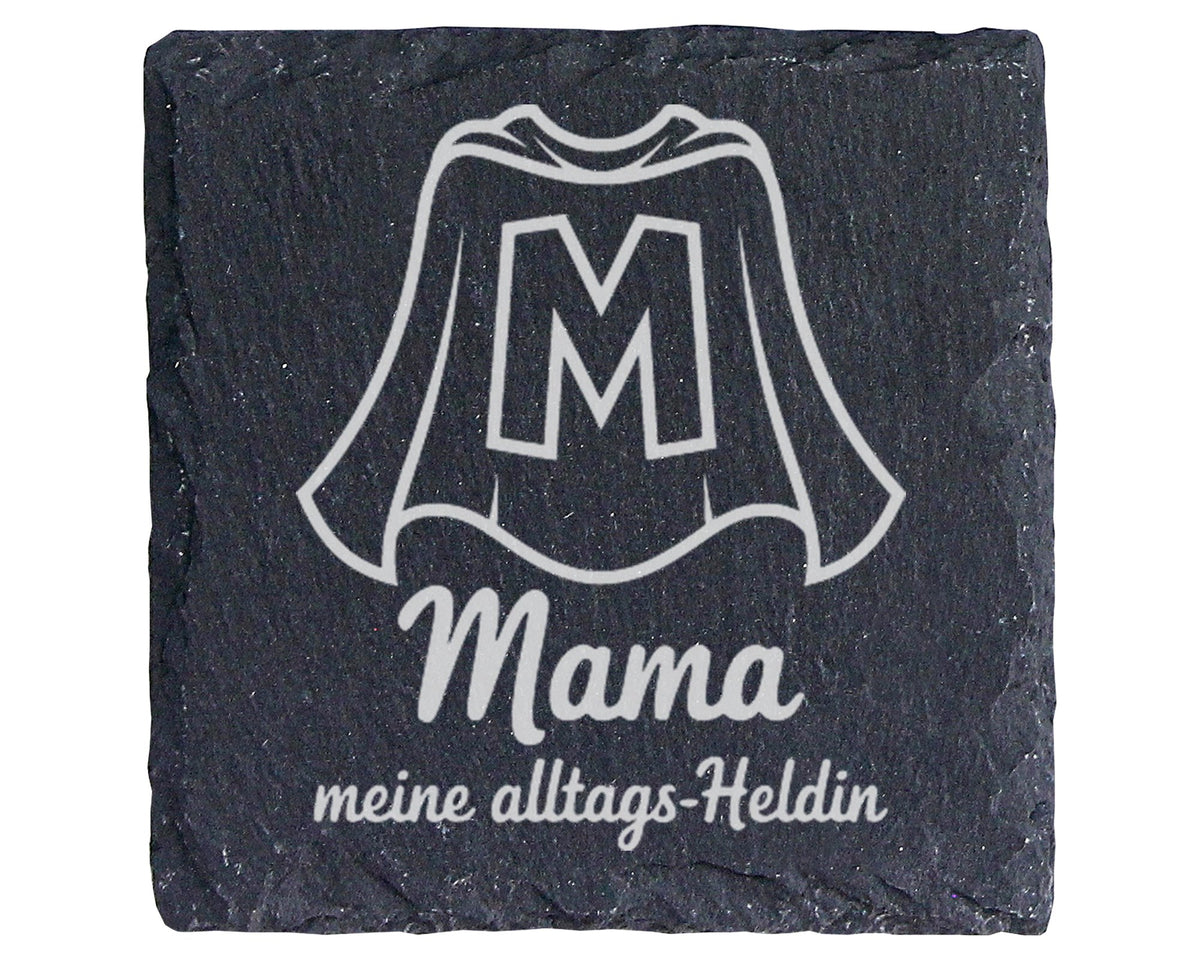 Schiefer Untersetzer Mama Meine Alltags-Heldin - Geschenk Für Mutter - – Bild 1