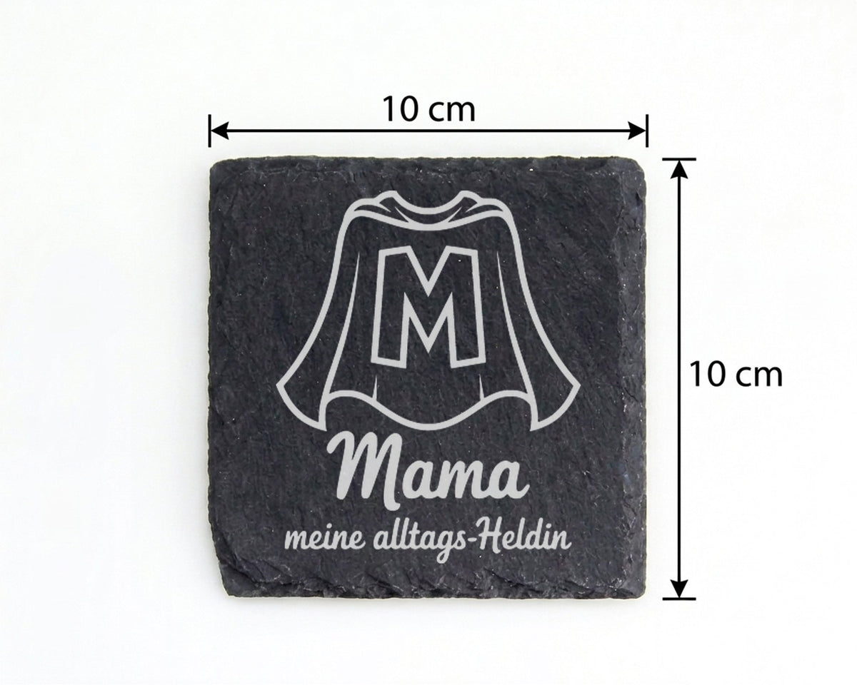 Schiefer Untersetzer Mama Meine Alltags-Heldin - Geschenk Für Mutter - – Bild 4