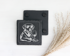 Hunde Untersetzer Schiefertafel, Weinliebhaber Geschenk, Hund mit Sonn – Bild 2