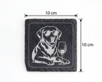 Hunde Untersetzer Schiefertafel, Weinliebhaber Geschenk, Hund mit Sonn – Bild 4