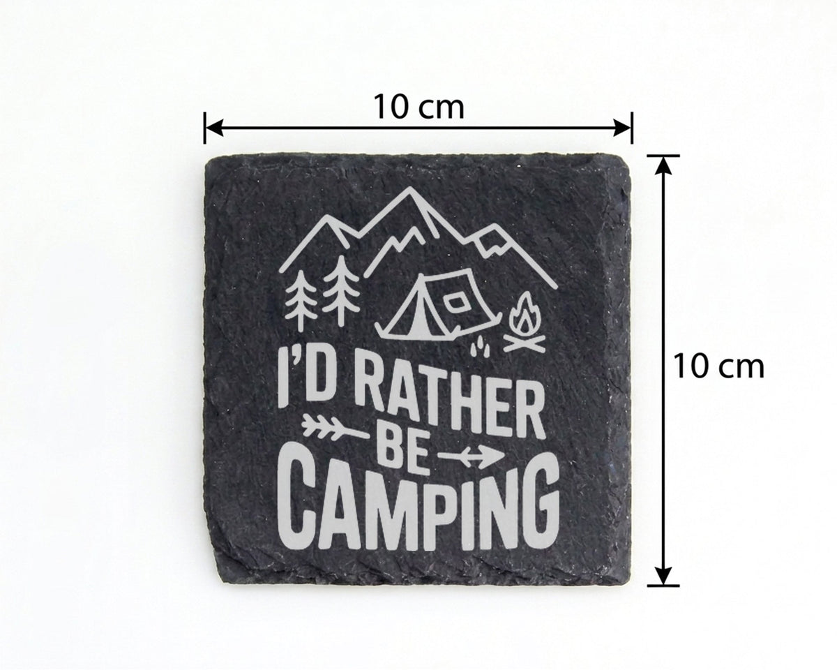 Schiefer Untersetzer Camping Spruch I'd Rather Be - Geschenk für Campe – Bild 4