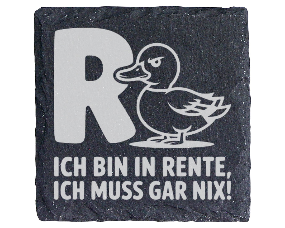 Schiefer Untersetzer Ente Ich Bin In Rente Muss Gar Nix - Lustiges Ges – Bild 1
