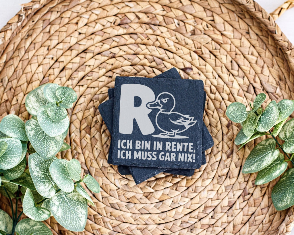 Schiefer Untersetzer Ente Ich Bin In Rente Muss Gar Nix - Lustiges Ges – Bild 3