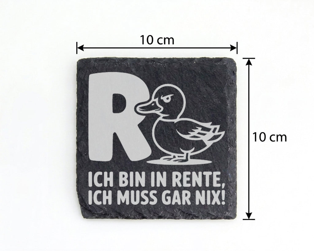 Schiefer Untersetzer Ente Ich Bin In Rente Muss Gar Nix - Lustiges Ges – Bild 4