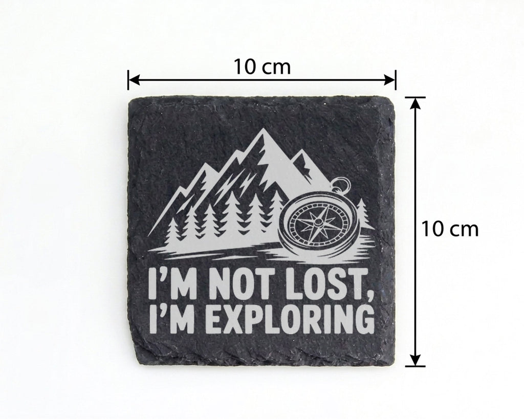 Schiefer Untersetzer Kompass Berge Not Lost Exploring - Geschenk für W – Bild 4