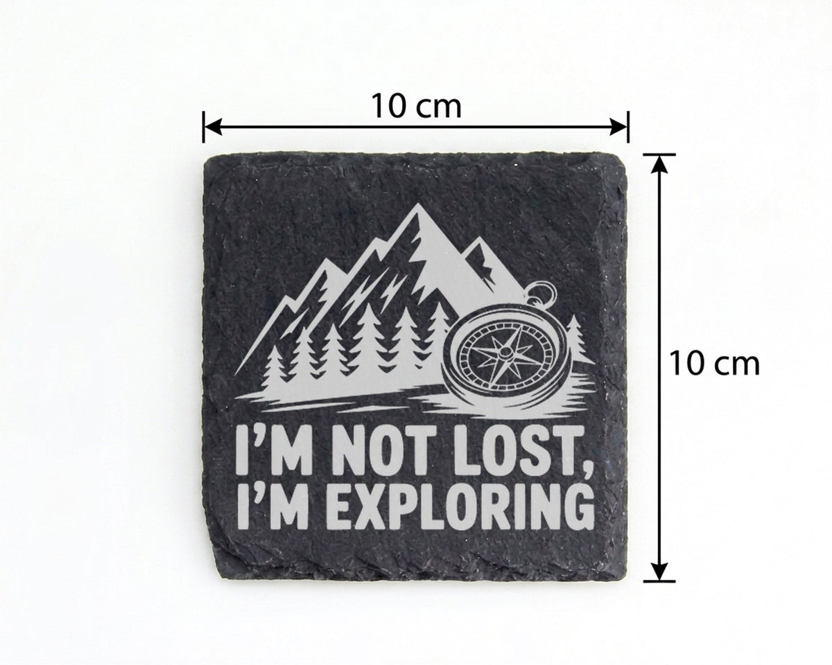 Schiefer Untersetzer Kompass Berge Not Lost Exploring - Geschenk für W – Bild 4