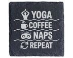 Schiefer Untersetzer Yoga Coffee Naps Repeat - Lustiges Geschenk für Y – Bild 1