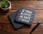 Schiefer Untersetzer Yoga Coffee Naps Repeat - Lustiges Geschenk für Y – Bild 5