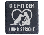 Hunde Untersetzer Schiefertafel, Die mit dem Hund spricht Geschenk, Ge – Bild 1