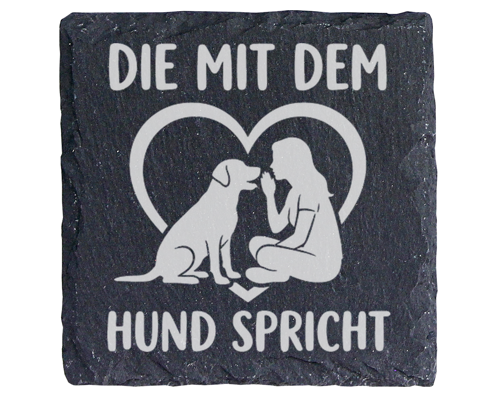 Hunde Untersetzer Schiefertafel, Die mit dem Hund spricht Geschenk, Ge – Bild 1