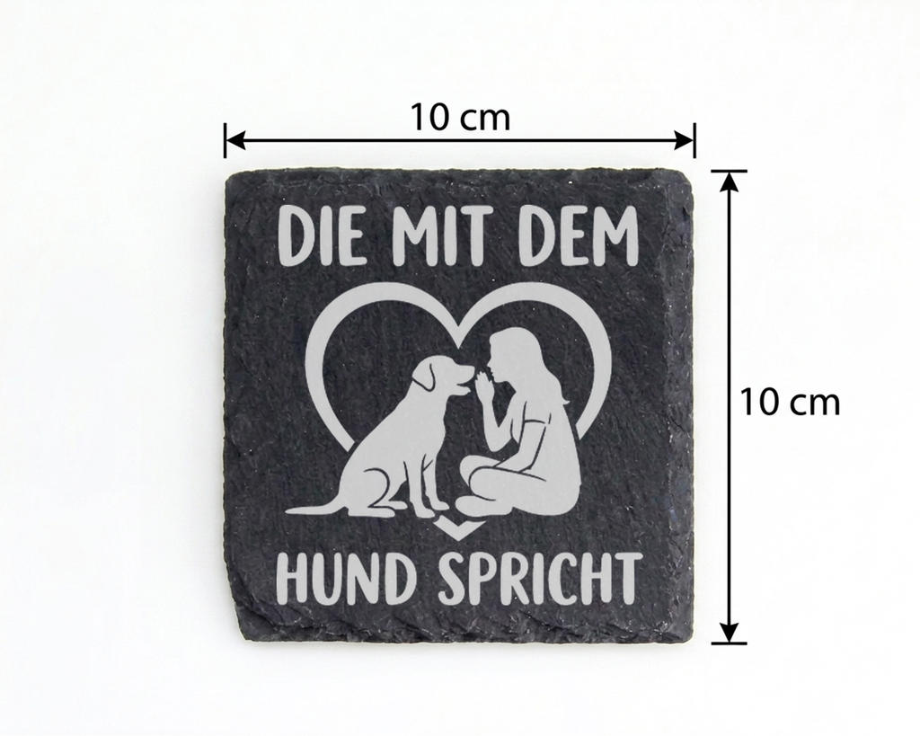 Hunde Untersetzer Schiefertafel, Die mit dem Hund spricht Geschenk, Ge – Bild 4