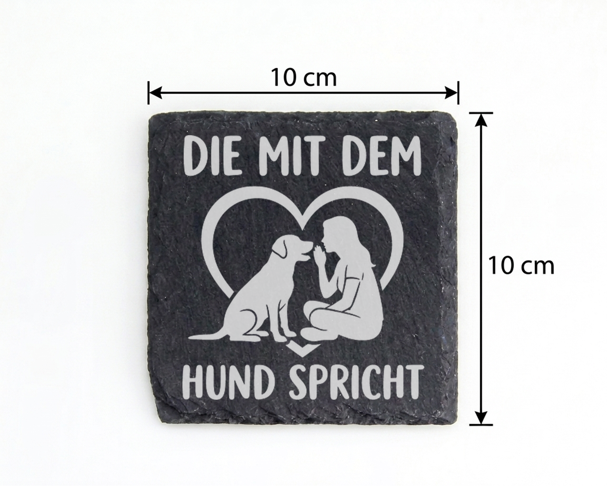 Hunde Untersetzer Schiefertafel, Die mit dem Hund spricht Geschenk, Ge – Bild 4