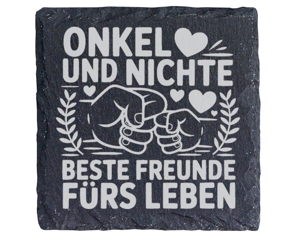 Schiefer Untersetzer Onkel Nichte Beste Freunde Fürs Leben - Geschenk  – Bild 1