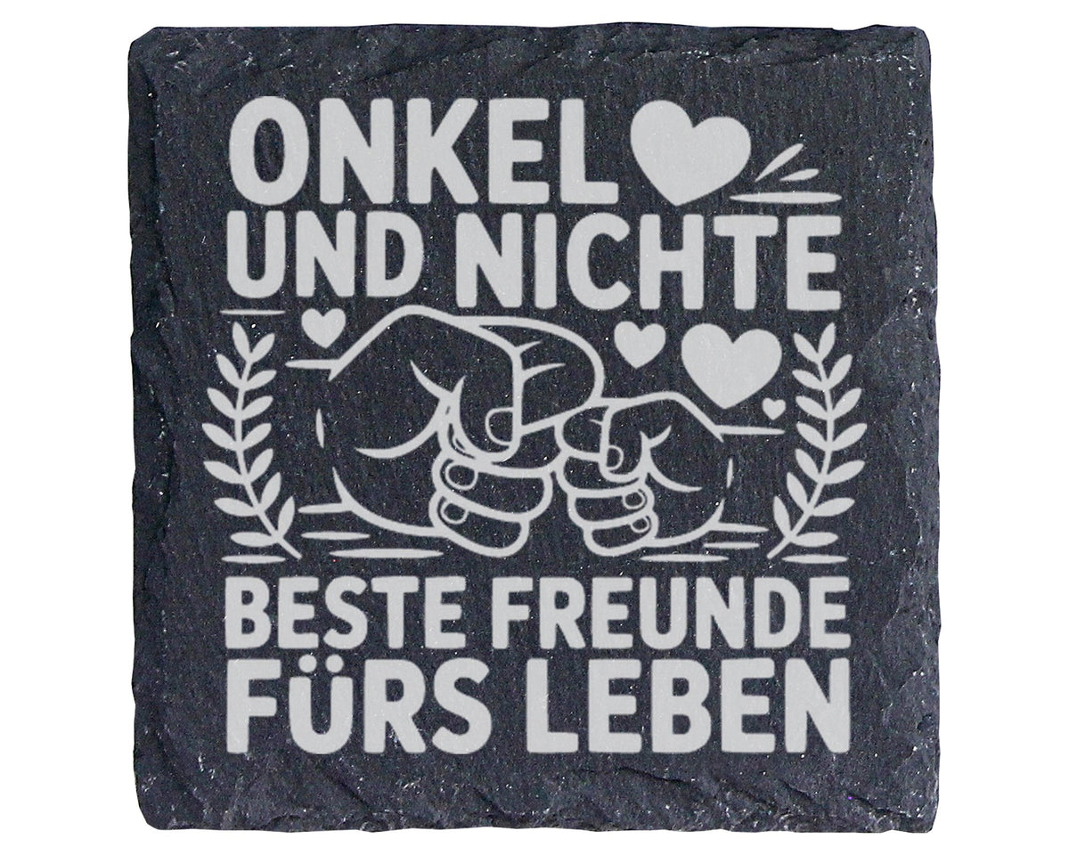 Schiefer Untersetzer Onkel Nichte Beste Freunde Fürs Leben - Geschenk  – Bild 1