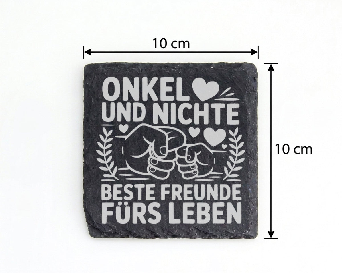 Schiefer Untersetzer Onkel Nichte Beste Freunde Fürs Leben - Geschenk  – Bild 4