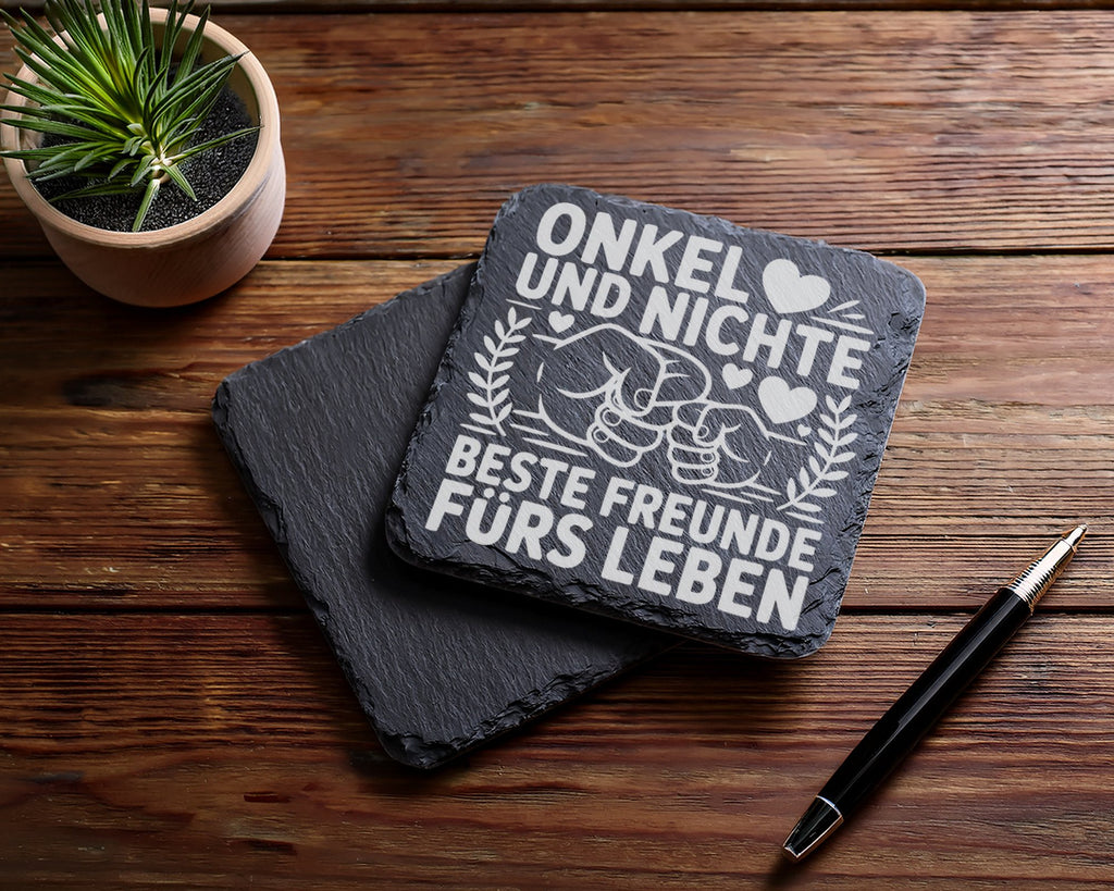 Schiefer Untersetzer Onkel Nichte Beste Freunde Fürs Leben - Geschenk  – Bild 5