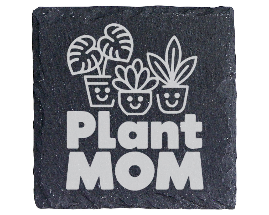 Schiefer Untersetzer Plant Mom - Geschenk für Pflanzen Mama - Süßes Zi – Bild 1