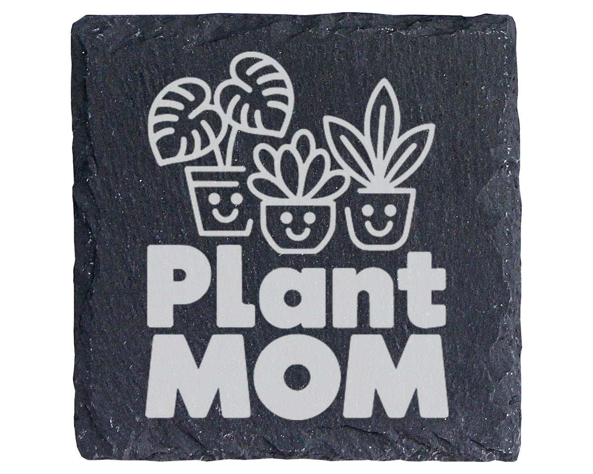 Schiefer Untersetzer Plant Mom - Geschenk für Pflanzen Mama - Süßes Zi – Bild 1