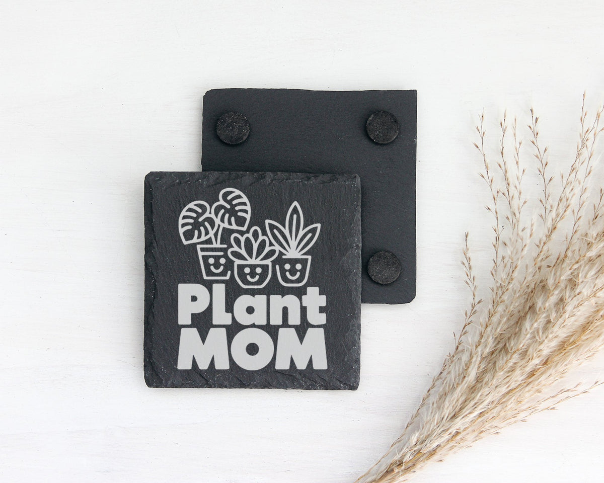 Schiefer Untersetzer Plant Mom - Geschenk für Pflanzen Mama - Süßes Zi – Bild 2