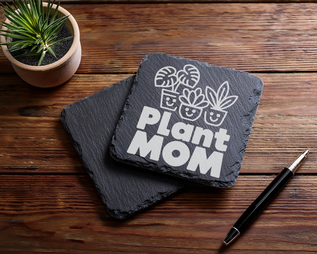 Schiefer Untersetzer Plant Mom - Geschenk für Pflanzen Mama - Süßes Zi – Bild 5