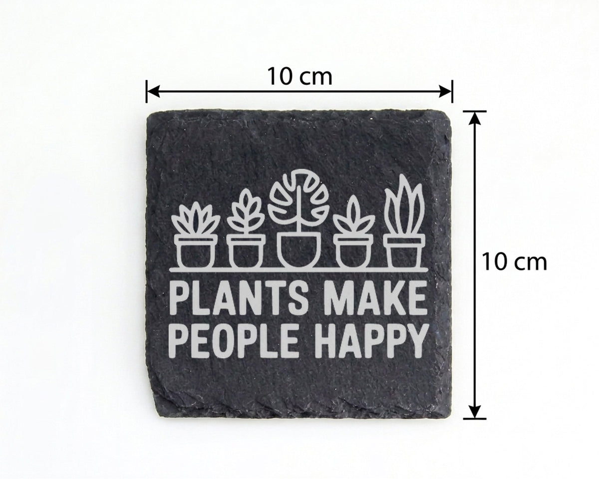 Schiefer Untersetzer Pflanzen Plants Make People Happy Spruch - Gesche – Bild 4