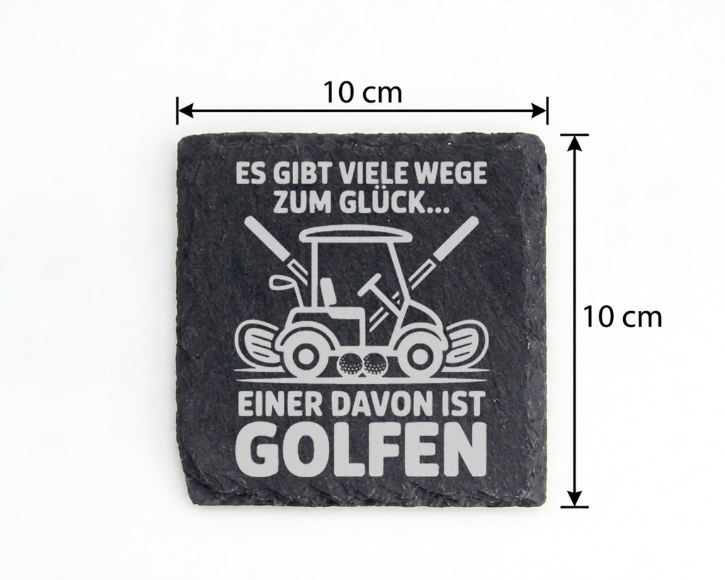 Schiefer Untersetzer Golfcart Wege Zum Glück Golfen - Lustiges Geschen – Bild 4